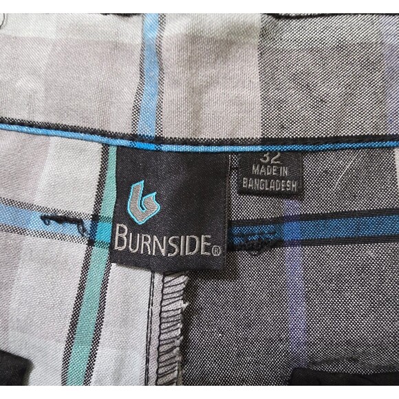 Men's Burnside Shorts Black Blue Plaid Size 32 Excellent - Picture 4 of 4